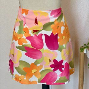 A- Line floral mini skirt - Pink